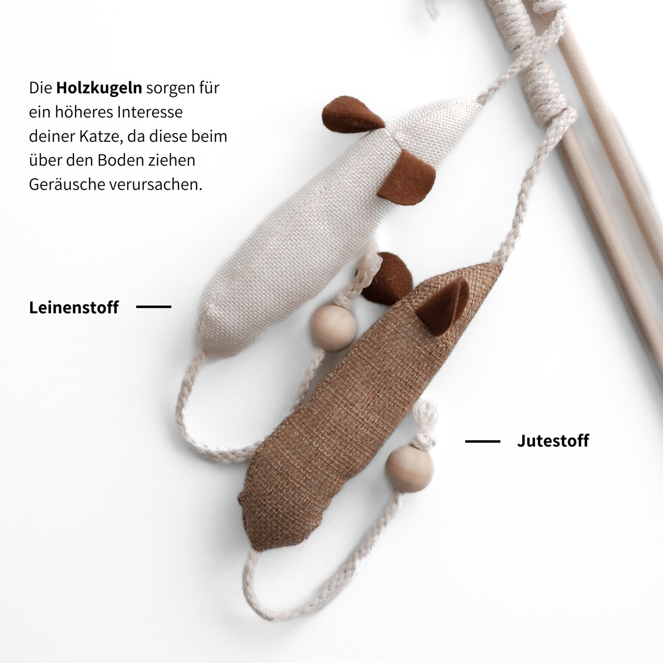 Minty&Marla Spielangel mit Katzenminze Katzenspielzeug beige/ braun/ grau