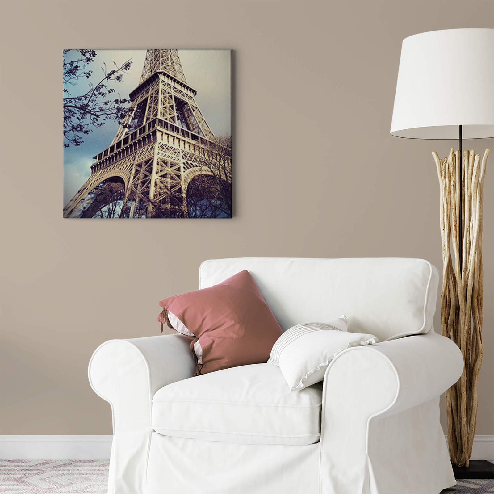 Leinwandbild EIFFELTURM - blau-braun - 50x50 cm