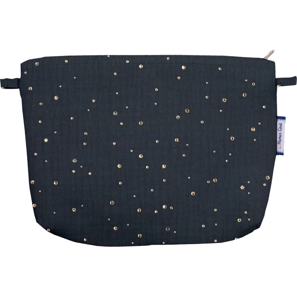Pochette Tissu Gaze Pois Or Marine