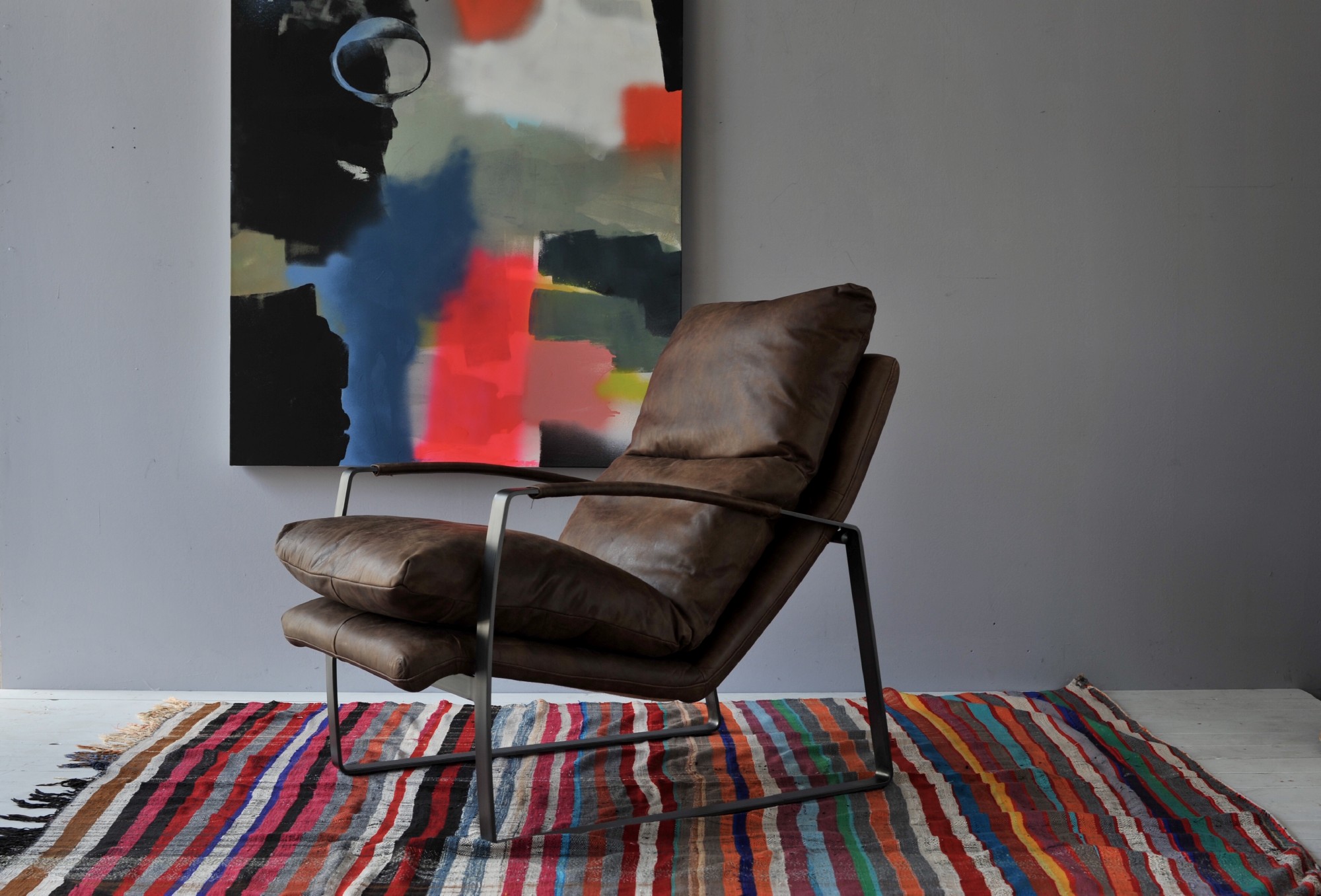 Ledersessel 'Posto', braun, graphit, B 64 cm, H 90 cm, T 96 cm von fischer's lagerhaus