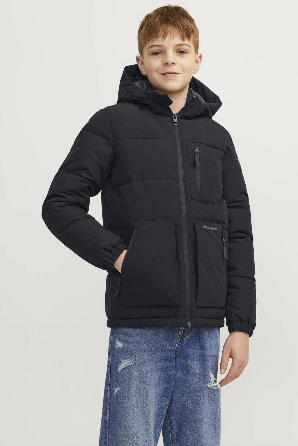 JACK & JONES gewatteerde winterjas JJEOTTO zwart