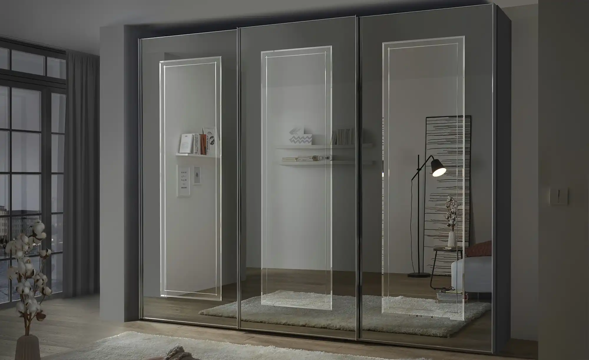 Schwebetürenschrank verspiegelt Bonio