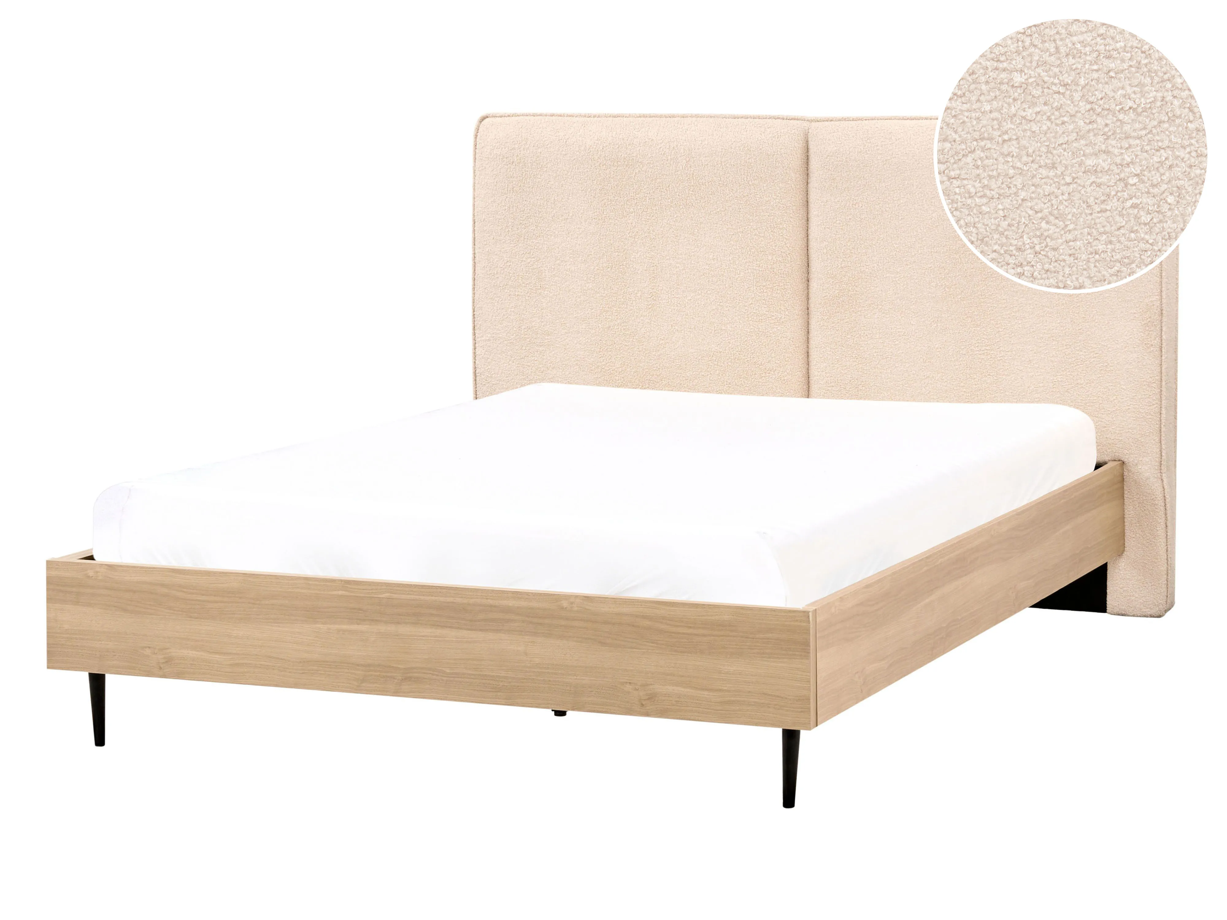 Bed Bouclé IZERNORE 140 x 200 cm Beige