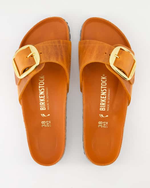 Birkenstock Madrid Big Buckle Oiled Pantoletten in Orange