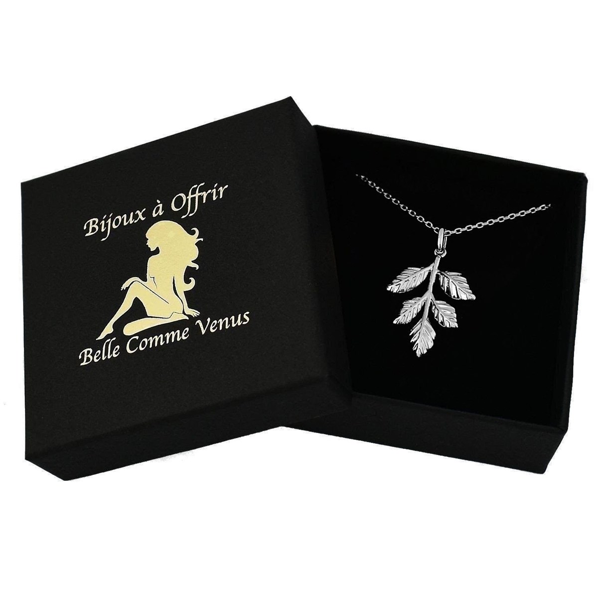 Collier feuille Pendante élégance naturelle et raffinée Argent 925 Rhodié