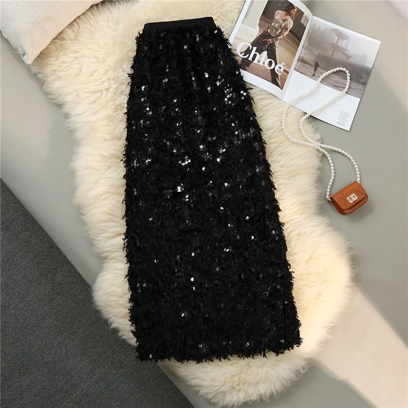 Juuri - Maxi-rok met hoge taille en pailletten
