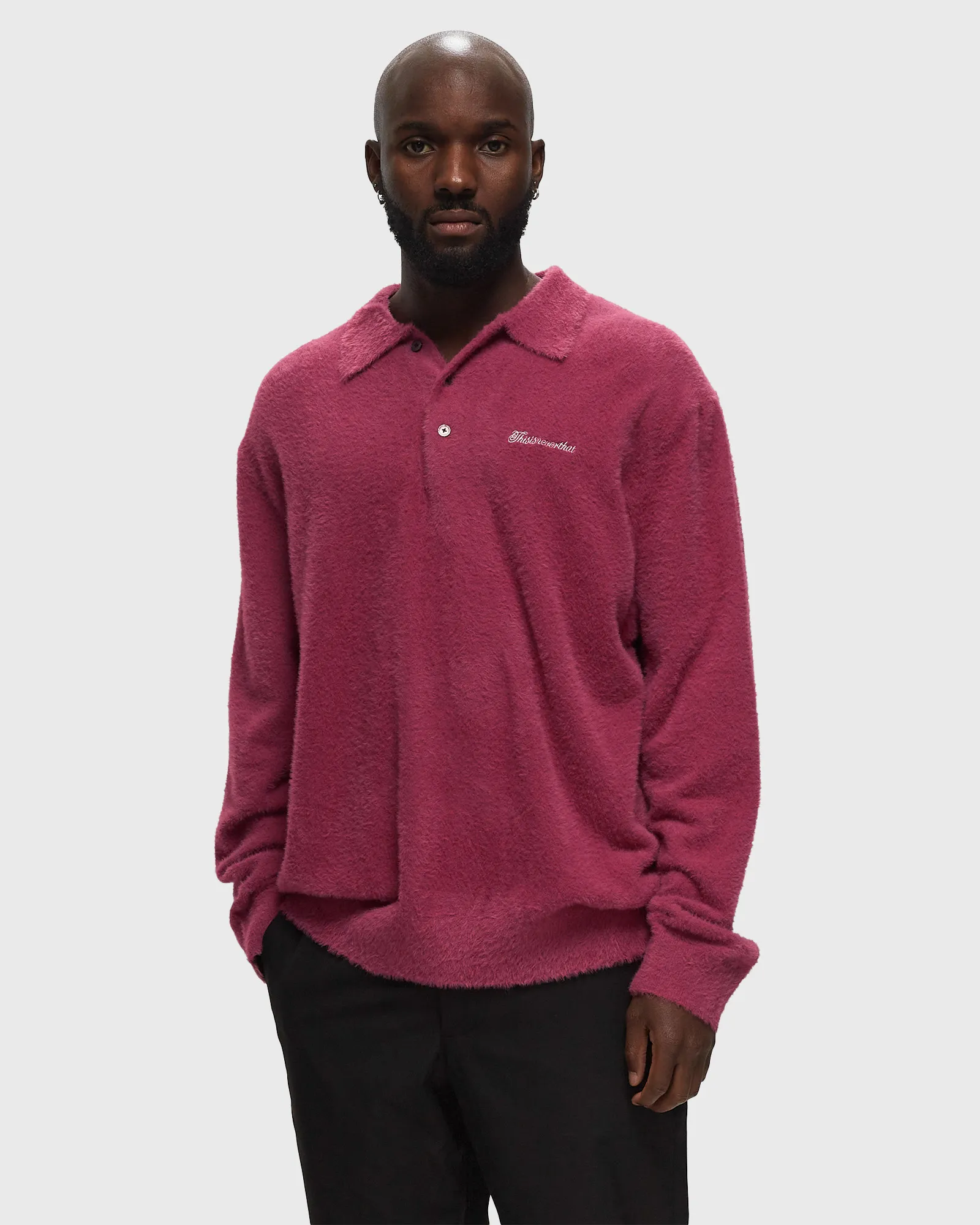 thisisneverthat Script Shaggy Knit Polo