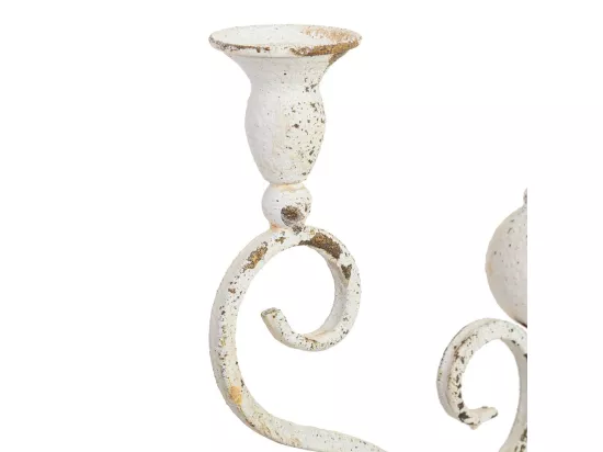 Candélabre en métal 3 bougies vieilli 28,5x14x46,5h cm