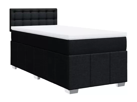 Sommier à lattes de lit avec matelas Noir 90x190 cm Tissu