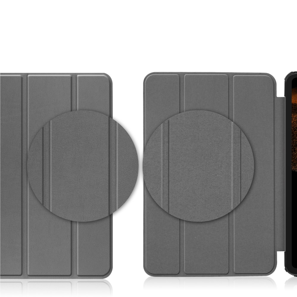 Samsung Galaxy Tab S10 Ultra Flipcase Hülle Ledertasche mit Aufstellfunktion Litchi Look   S-Pen Halterung - Grau