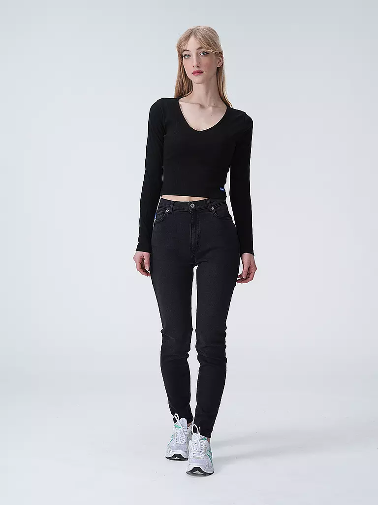 HUGO Langarmshirt DARIMINA Cropped Fit  schwarz