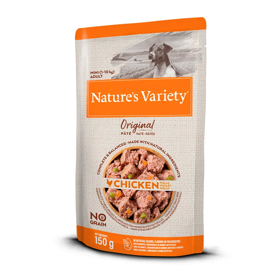 Sachê de 150g de Ração Original Mini Adulta para Cães da Nature's Variety com Sabor de Frango