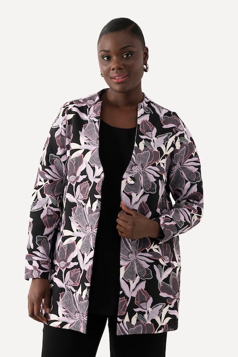 Jacquard-Jacke, Blüten, Kelchkragen