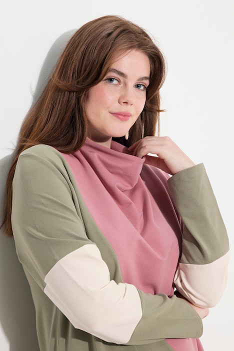 Sweatkleid, Wasserfall-Ausschnitt, Langarm, Biobaumwolle