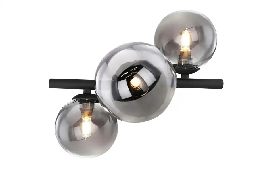 Deckenleuchte 20 cm 3-flammig 28,5 cm 23,5 cm Schwarz, transparent