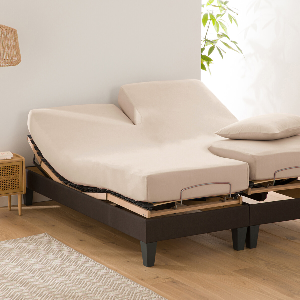 LA REDOUTE INTERIEURS<br>Lençol de algodão liso com elástico, base de cama ajustável, Scenario