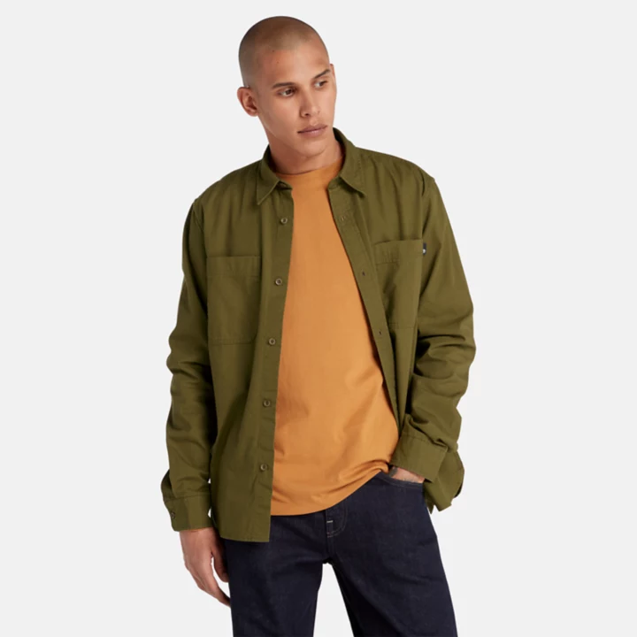Camisa masculina Windham de algodão na cor verde.