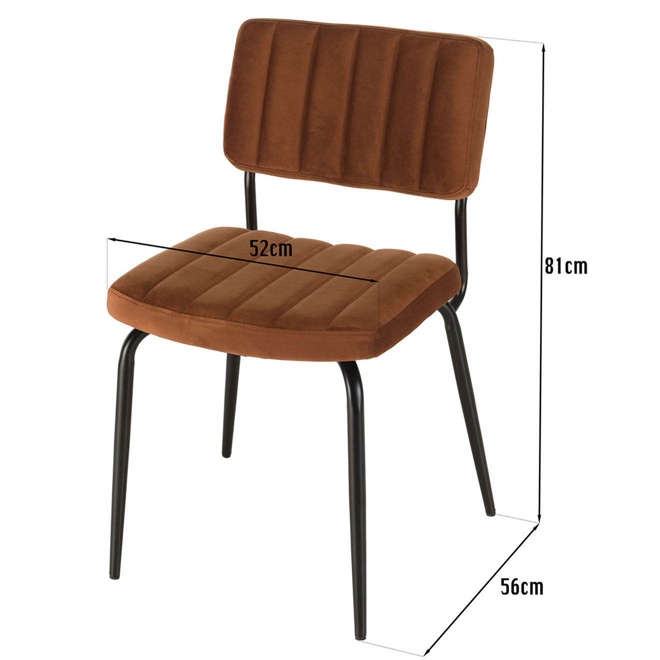 Macabane Chaise velours Albane orange - 52x56x81 cm