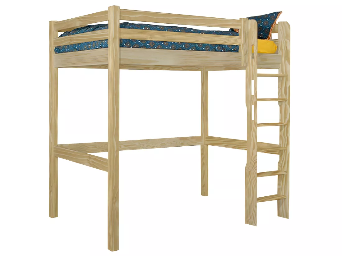 Lit mezzanine 90x190 cm bois massif bois ORPHÉE