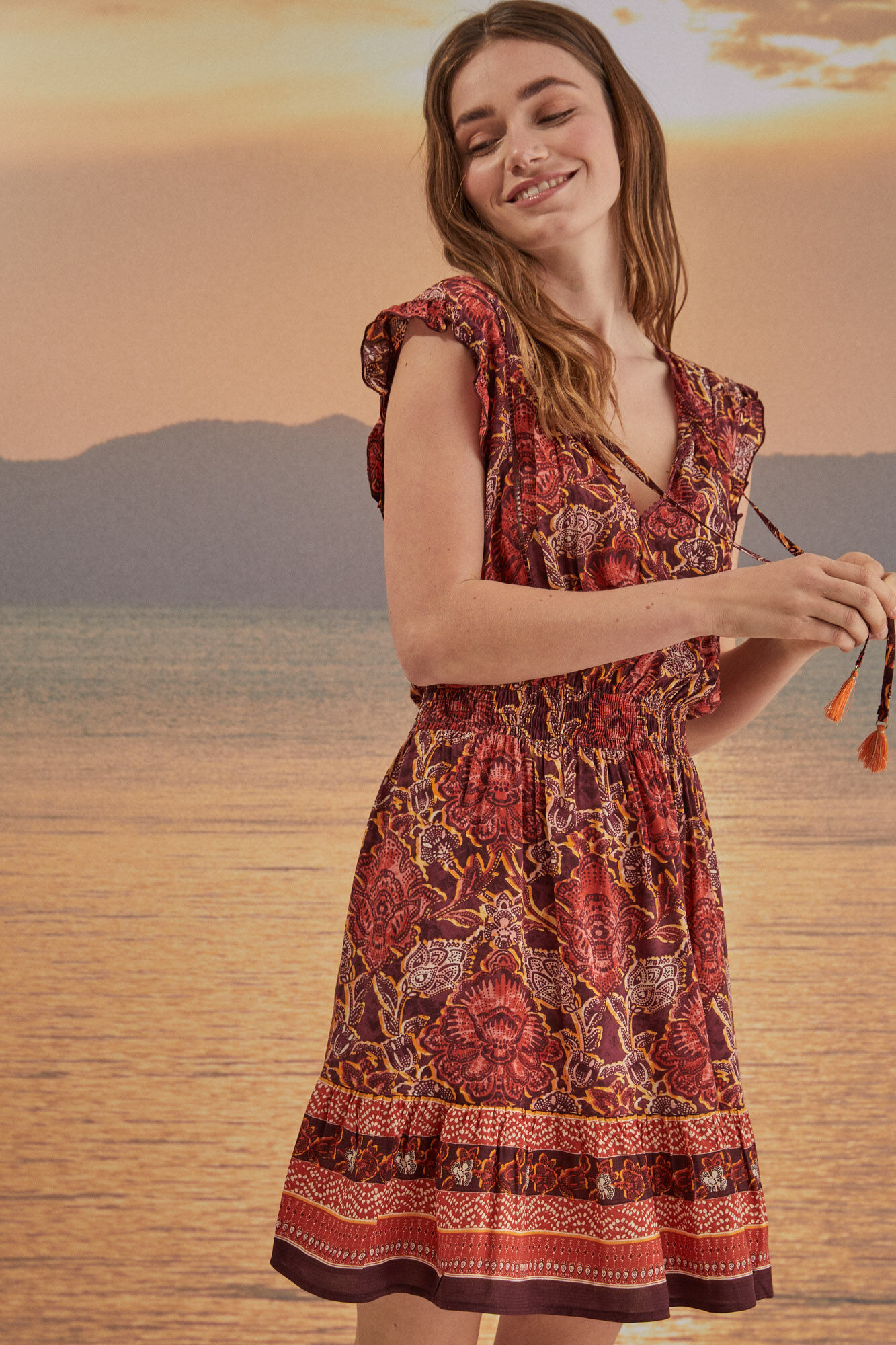Vestido curto estampado ECOVERO - Estampa