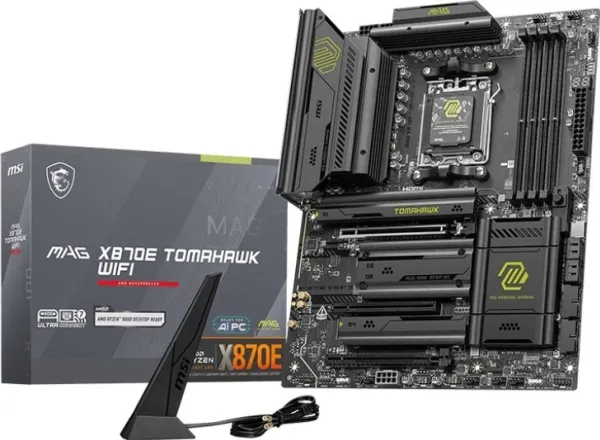 MSI MAG X870E TOMAHAWK WIFI - Bundkort - ATX - Socket AM5 - AMD X870E Chipset - USB-C 3.2 Gen 2x2, USB-C 3.2 Gen2, USB 3.2 Gen 2, USB 3.2 Gen 1, USB4 - 5 Gigabit Ethernet, Wi-Fi 7 - onboard grafik (CPU påkrævet) - HD Audio (8-kanaler)
