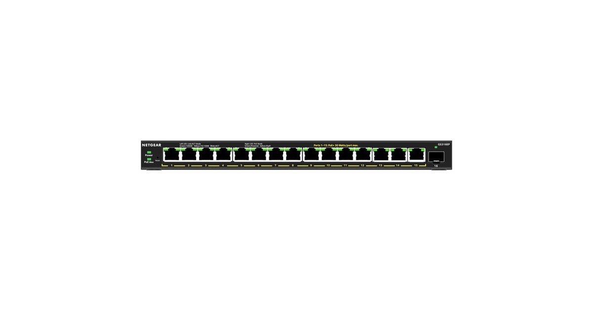 NetgearGS316EP switch  (Zwart)