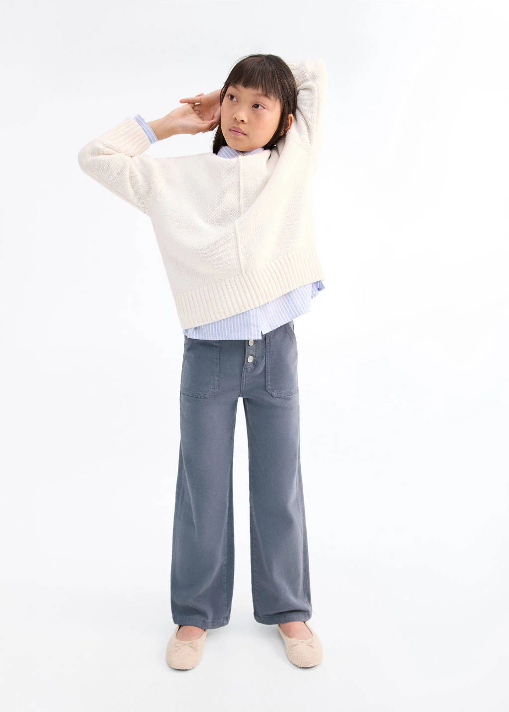 Mango Kids wide leg jeans blauw