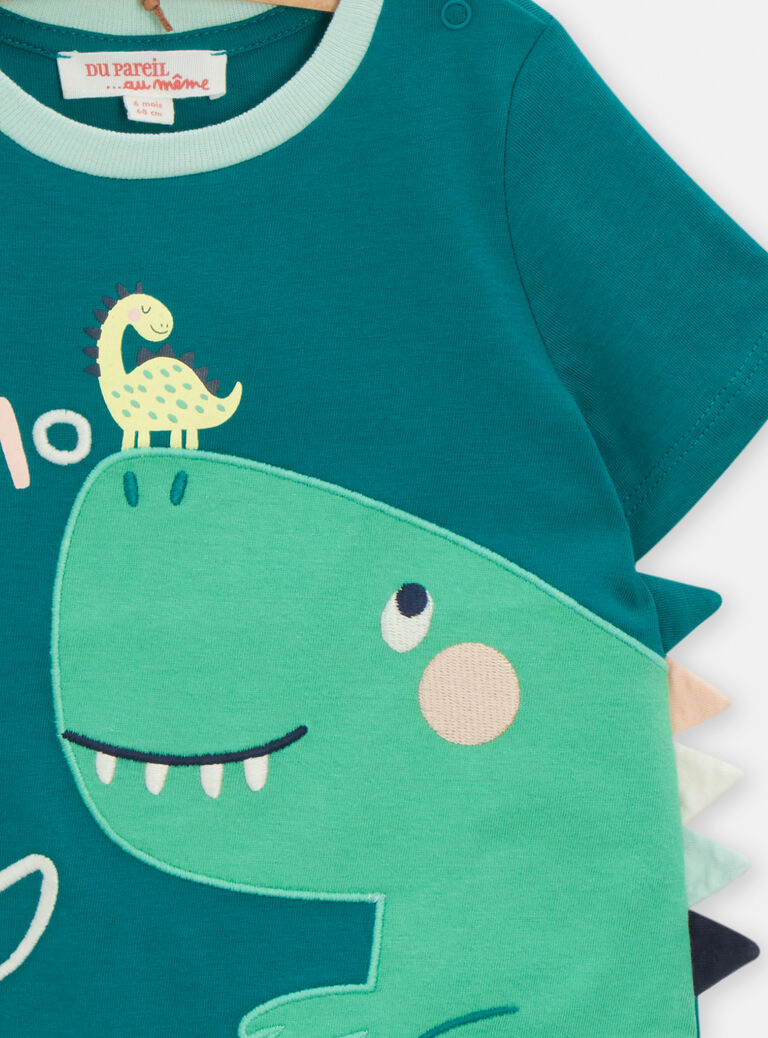 T-shirt émeraude à animation dinosaure pour bébé garçon