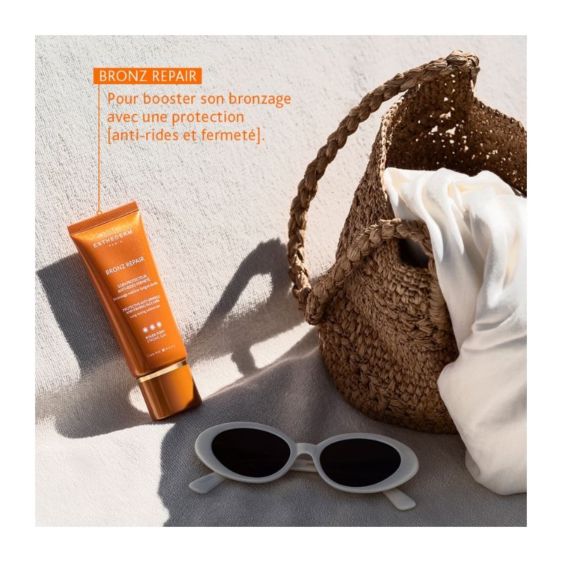 Crème solaire anti-rides Bronz Repair Sunkissed Solaire Fort hâle doré naturel Esthederm 50ml