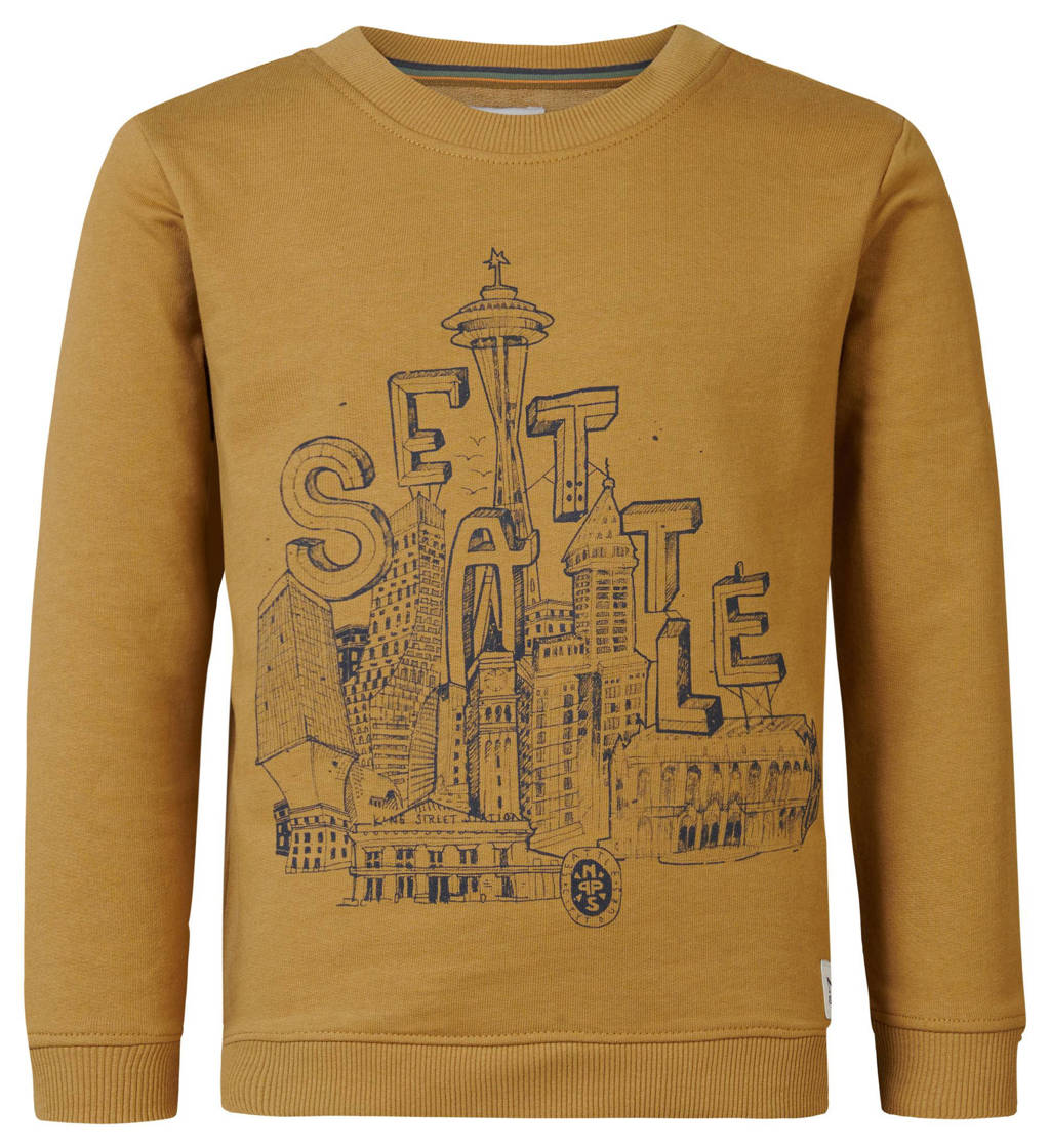 Noppies sweater Woodbine met printopdruk lichtbruin