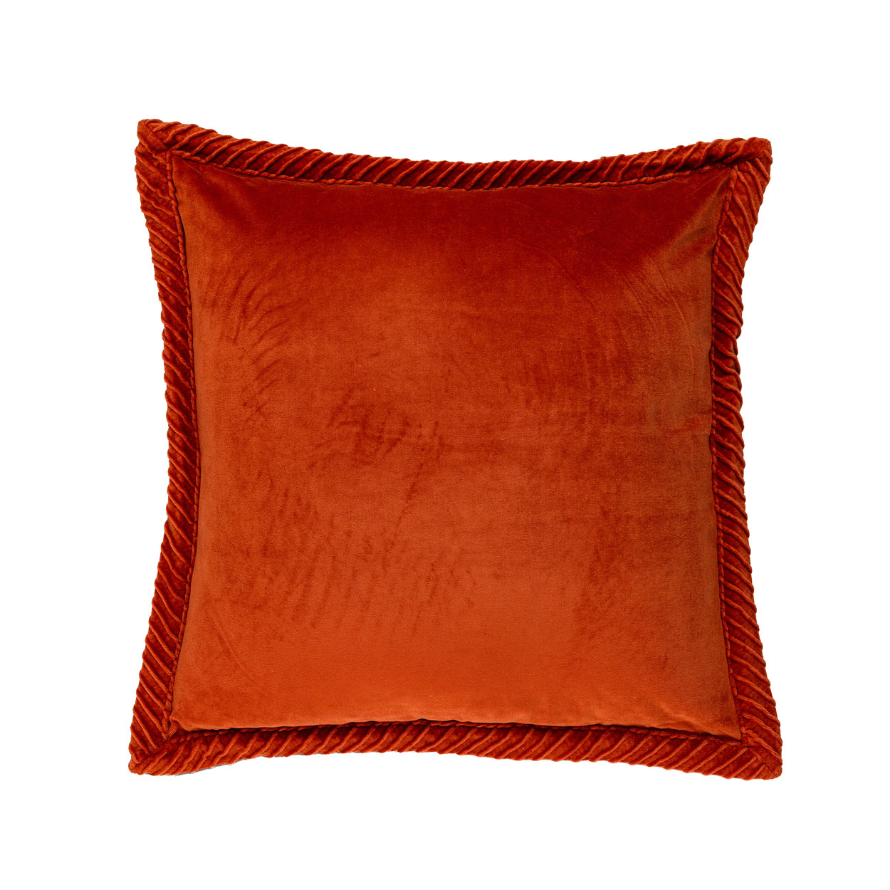 Sierkussen velours Tucked border terra 50x50 cm