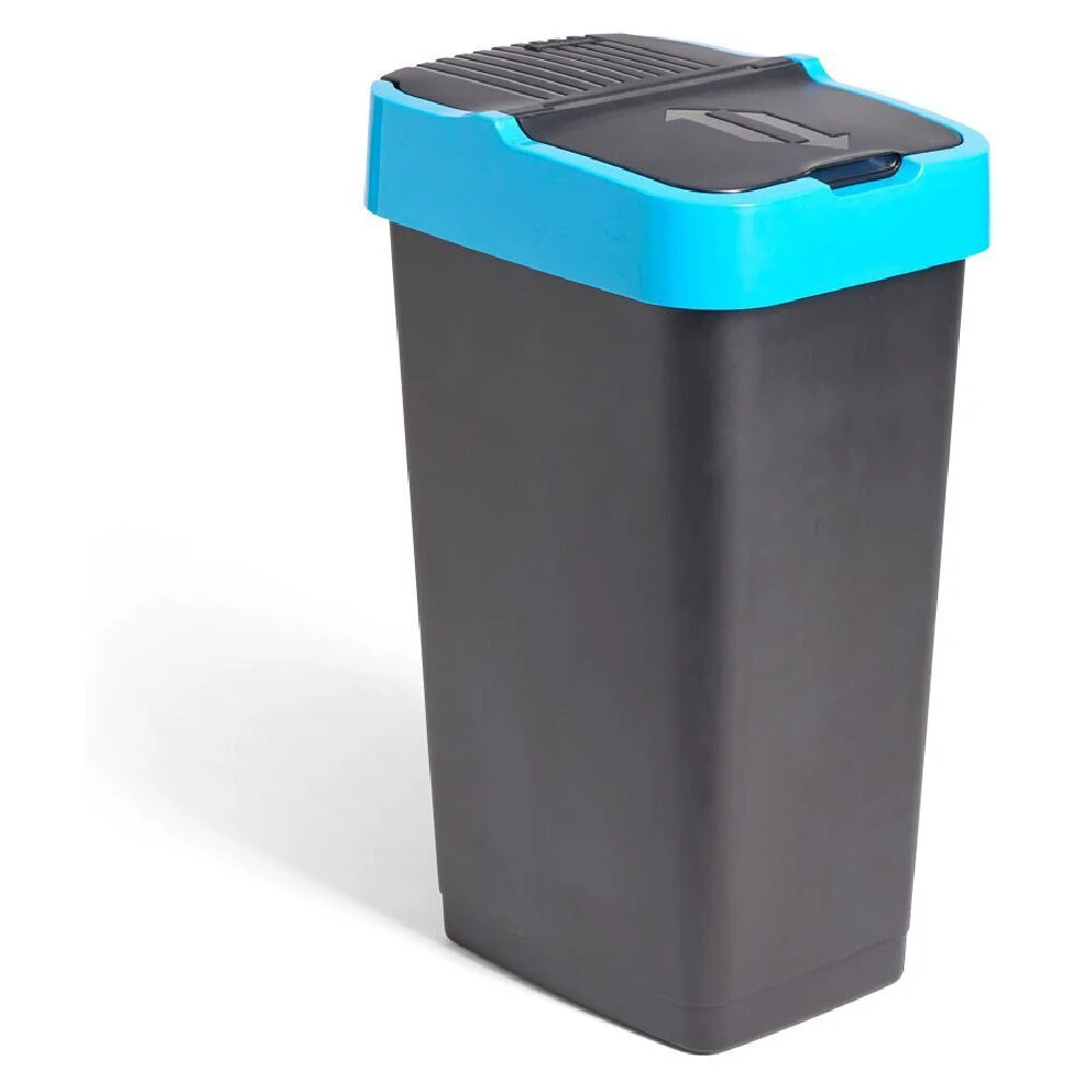 Poubelle de tri pour papier 60L plastique bleu et noir