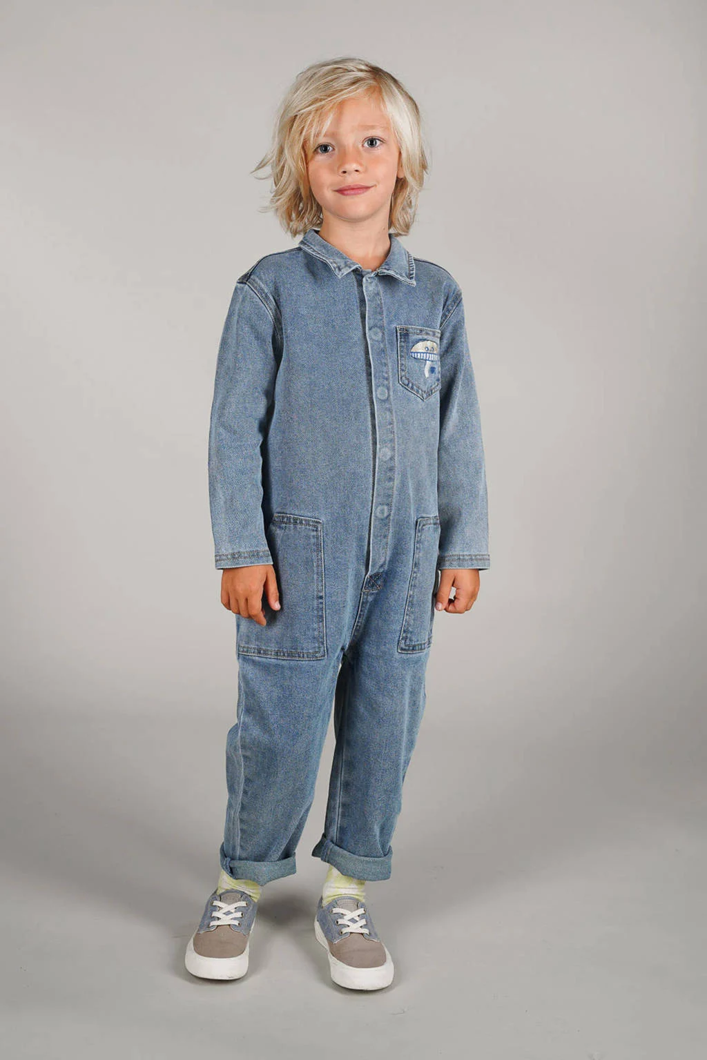 The New Chapter spijkerpak medium blue denim