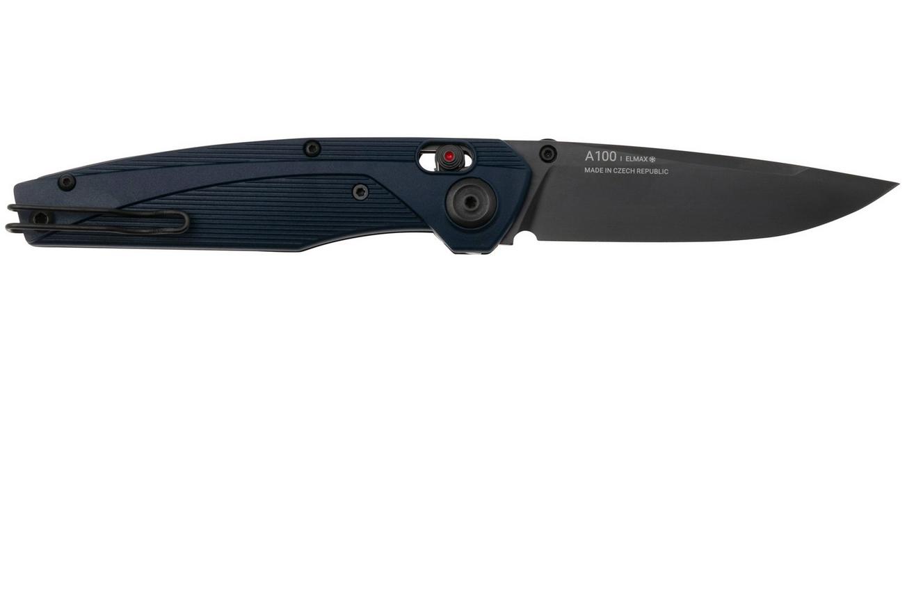 ANV Knives A100 BB, DLC Elmax, Alock, GRN Blue, A100-017, zakmes