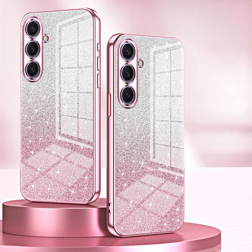 Samsung Galaxy S25  Plus Gummi Case Schutzhülle im Glitzer Design - Rosa / Silber