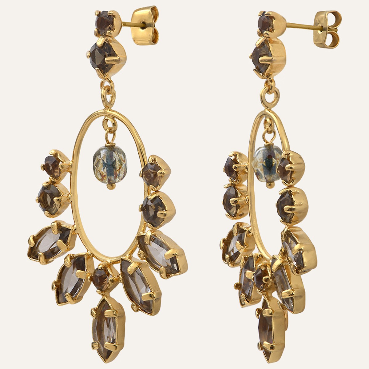 Boucles d'oreilles  Sparkles - Alliage doré & strass Swarovsky