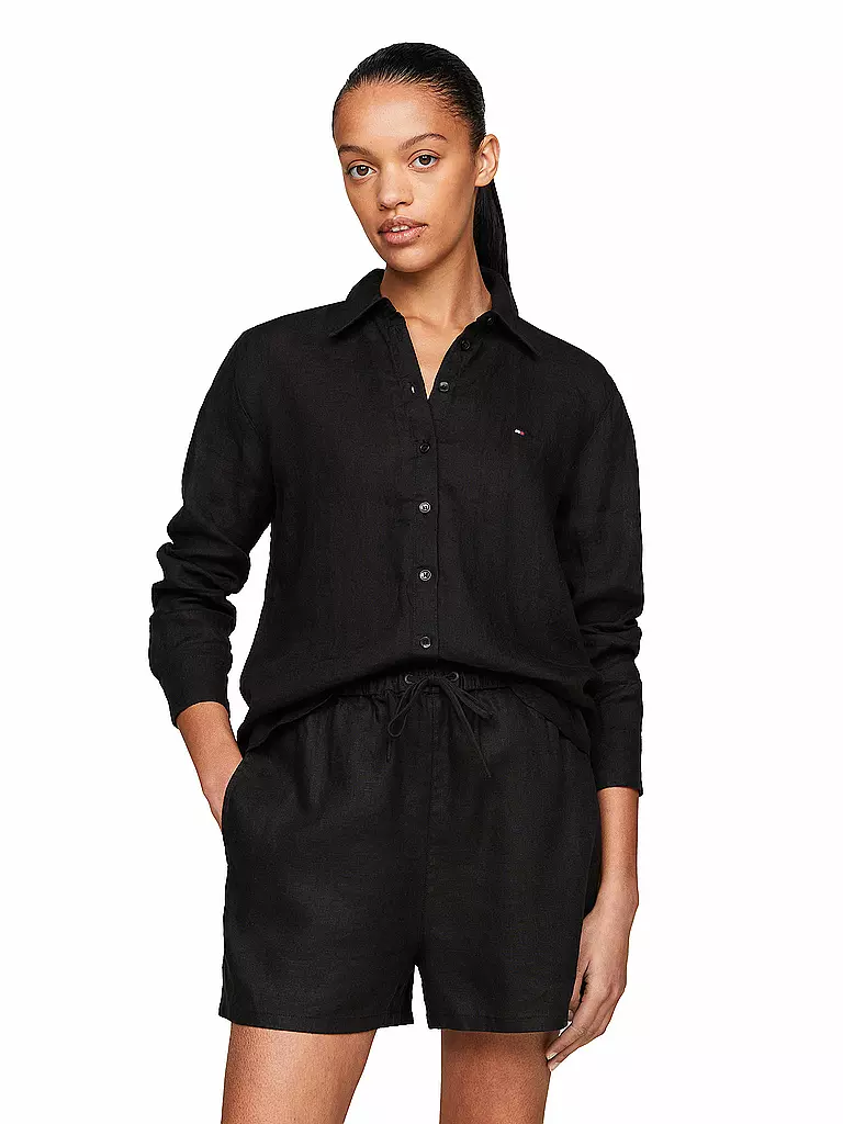 TOMMY HILFIGER Leinenbluse schwarz