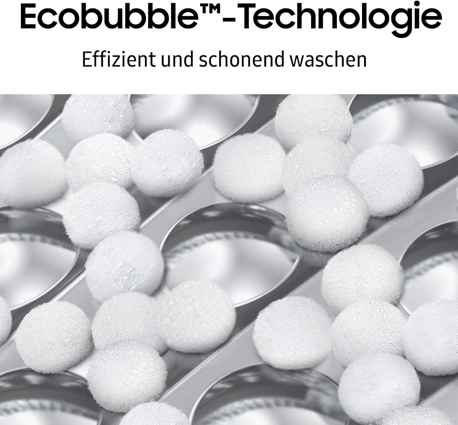Samsung Waschmaschine, 8 kg, 1400 U/min, Ecobubble, Automatische Waschmittel- und Weichspülerdosierung, Weiß/Schwarz, WW8ET534AATAS2