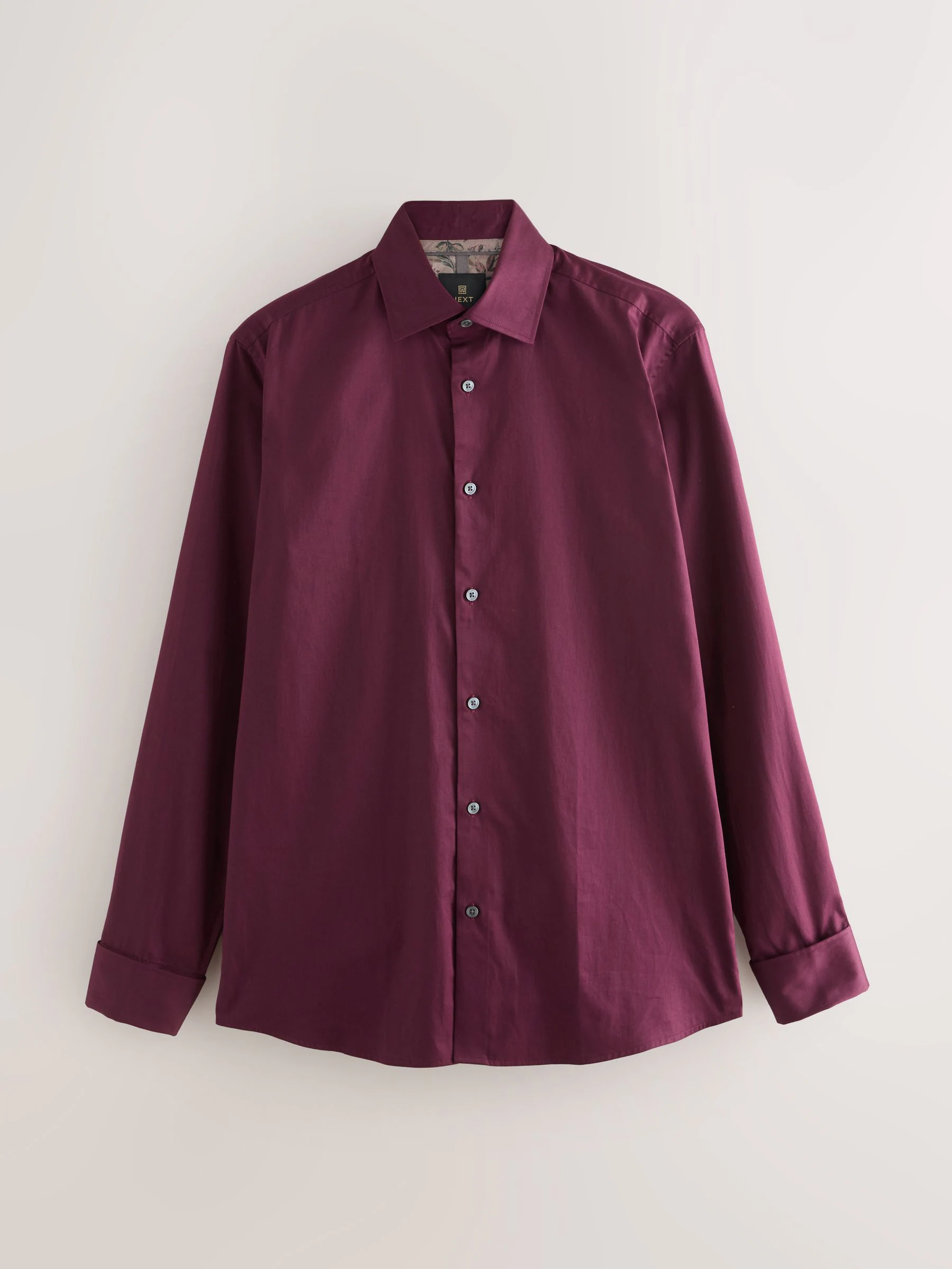 Bordeauxrood - Sateen Long Sleeve Party Shirt with cufflinks
