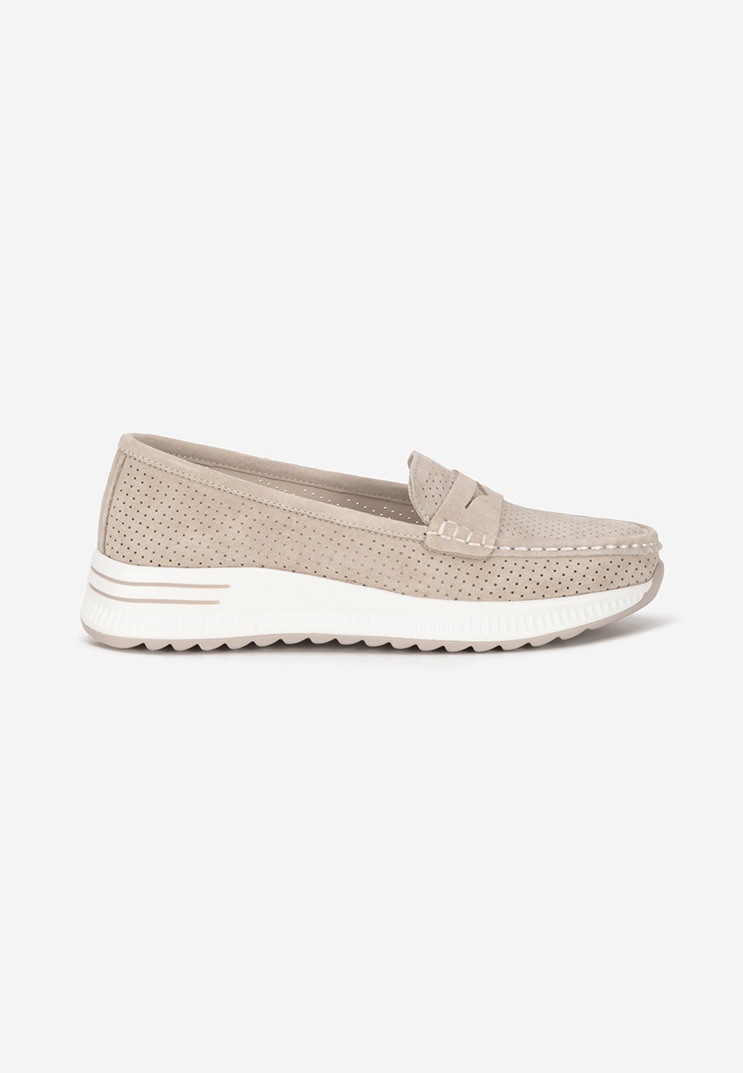 Mocassins femme en cuir beige Seliona