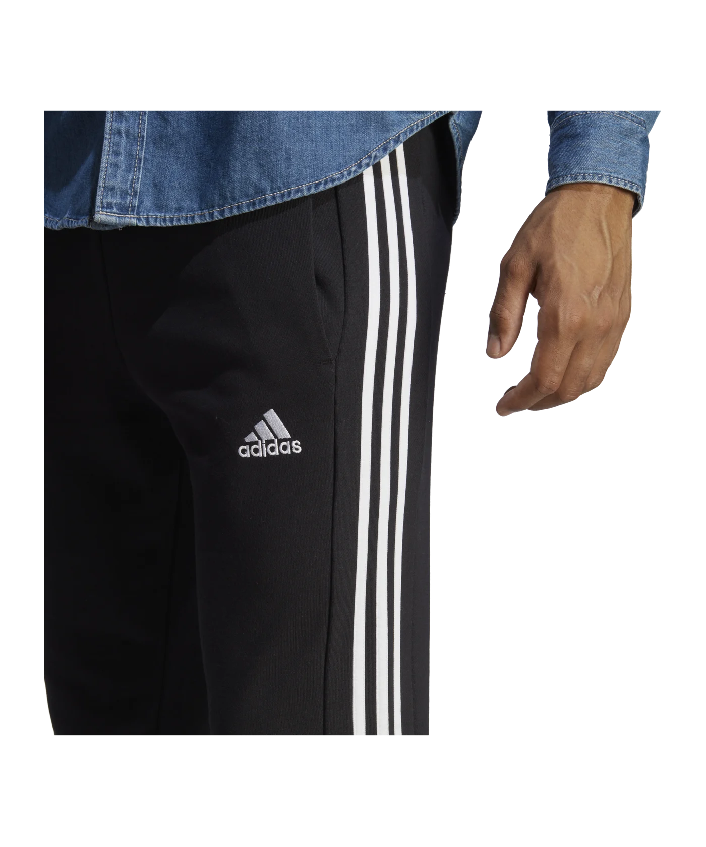 adidas Essentials French Terry Tapered Cuff 3-Stripes Pan Black