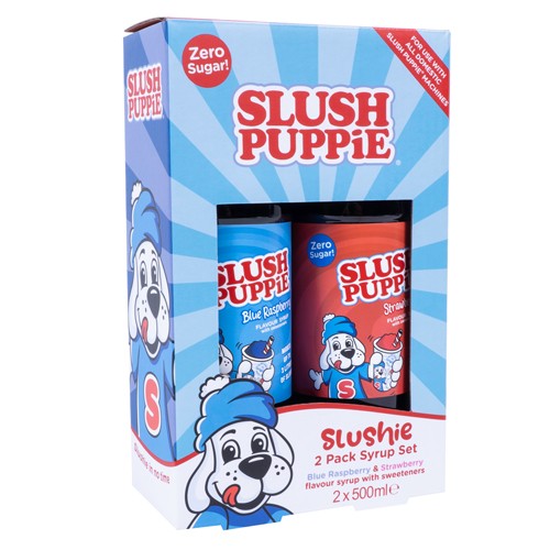 SLUSH PUPPiE Zero Sugar 2 pack Syrups – Blue Raspberry & Strawberry – 500ml