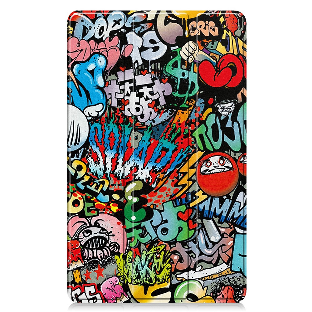 Samsung Galaxy Tab A11 / A9 Leder Tasche Smart Cover Schutzhülle - Graffiti