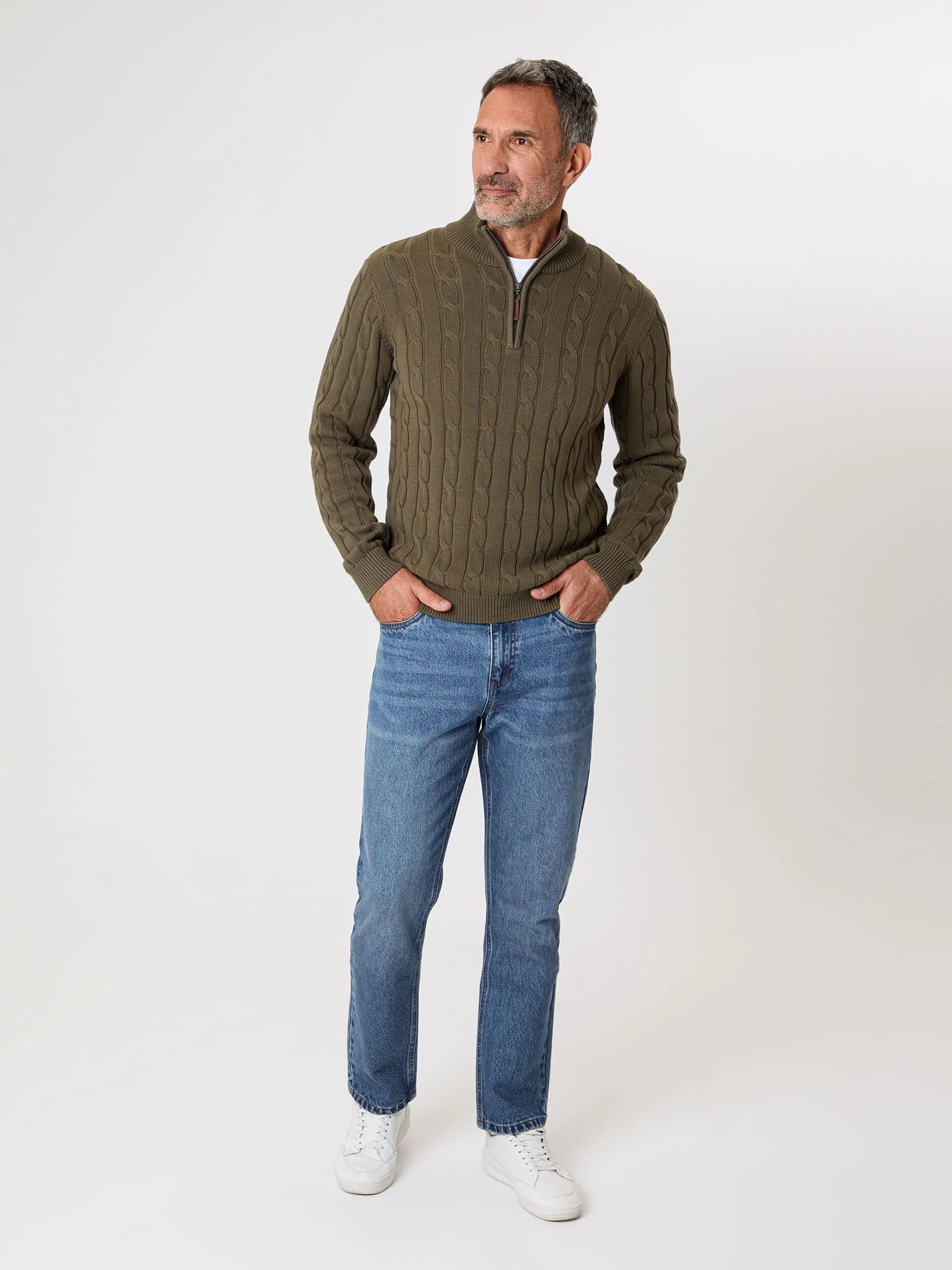 Groen - Saltwell Cable Knit Quarter Zip Jumper
