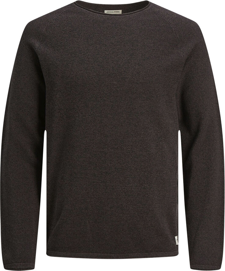 Jack & Jones JJEHILL KNIT CREW NECK NOOS Seal brown/twist