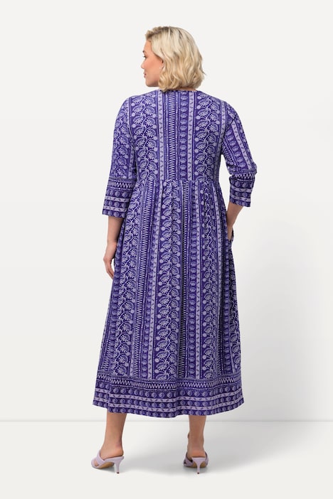 Jerseykleid, A-Linie, V-Ausschnitt, 3/4-Arm, Taschen
