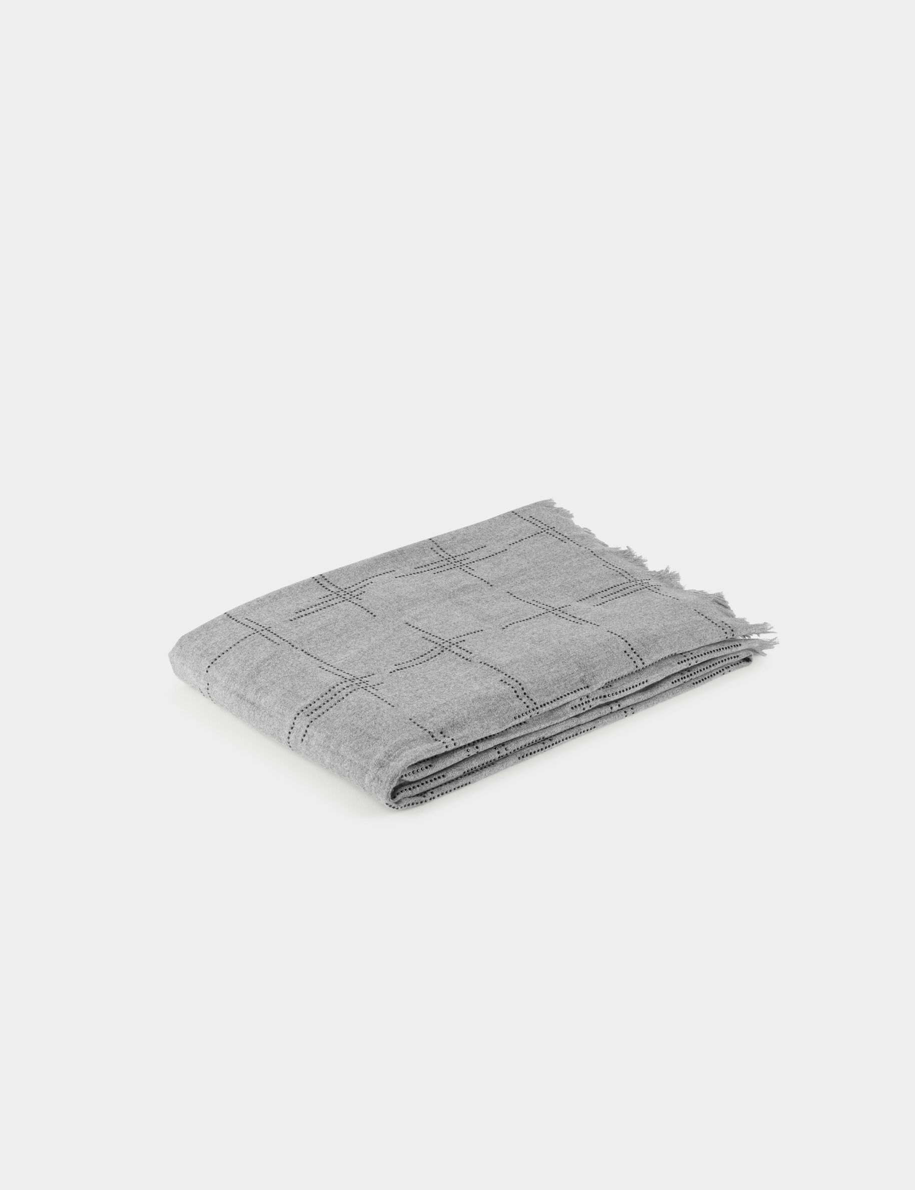 Écharpe avec strass et franges gris moyen femme - gris_moyen