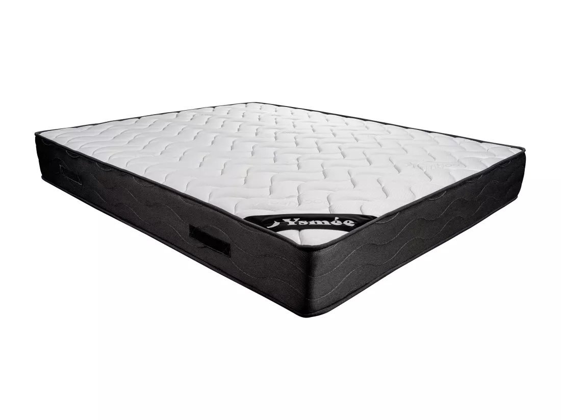 Ensemble 160 x 200 cm sommier coffre naturel clair + matelas ressorts ensachés 7 zones et mémoire de forme ép.24cm - MERISI de YSMÉE