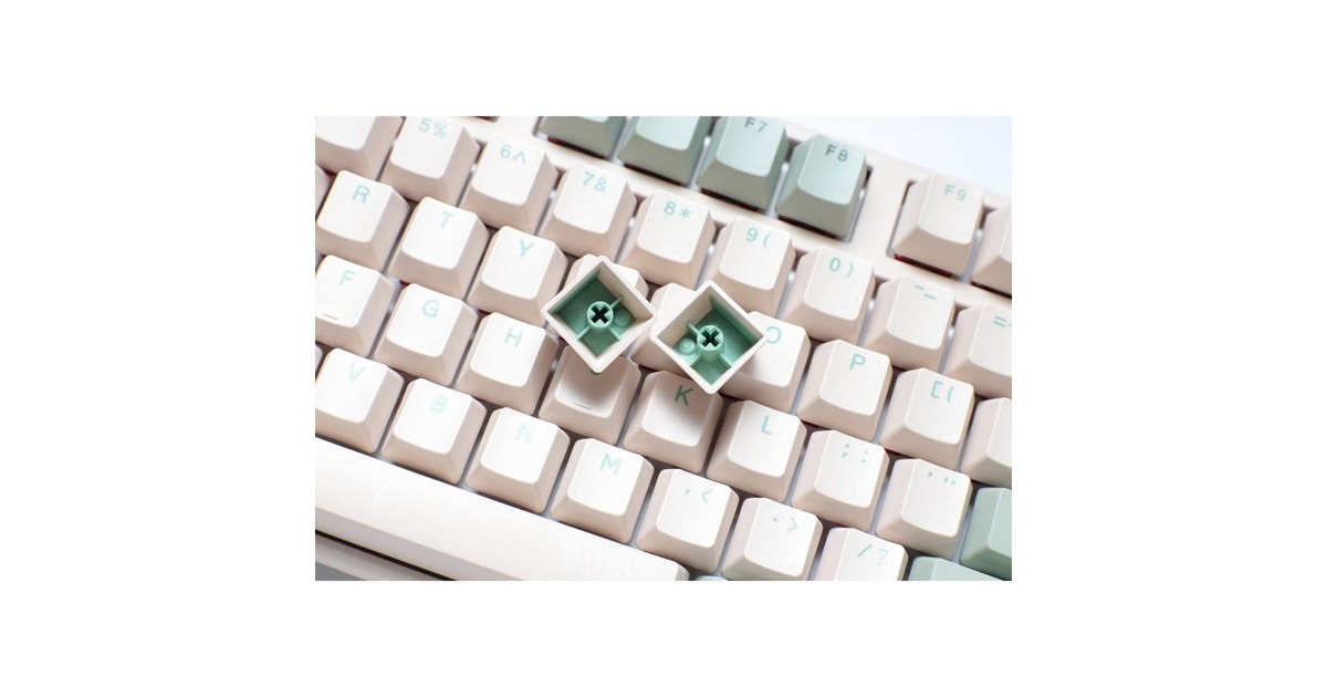 DuckyOne 3 Matcha TKL, toetsenbord  (Crème/groen, US lay-out, Cherry MX Blue, PBT Double Shot, hot swap)