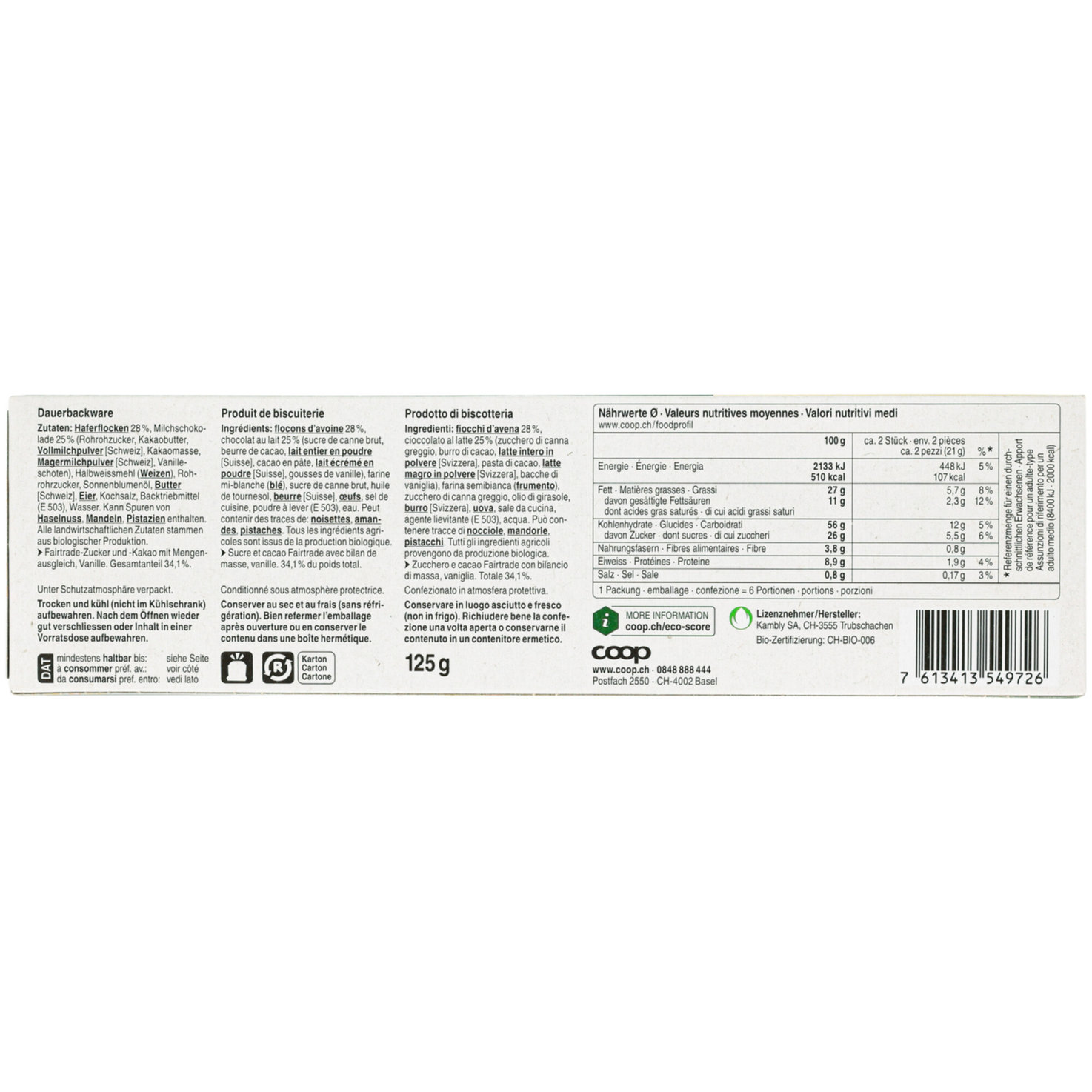 Naturaplan Bio Fairtrade Haferbiscuit